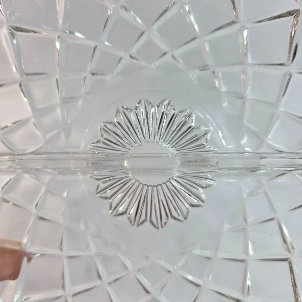 Vintage Hazel Atlas 232 Divided Relish Dish 6 1/2 Inches Crisscross Pattern